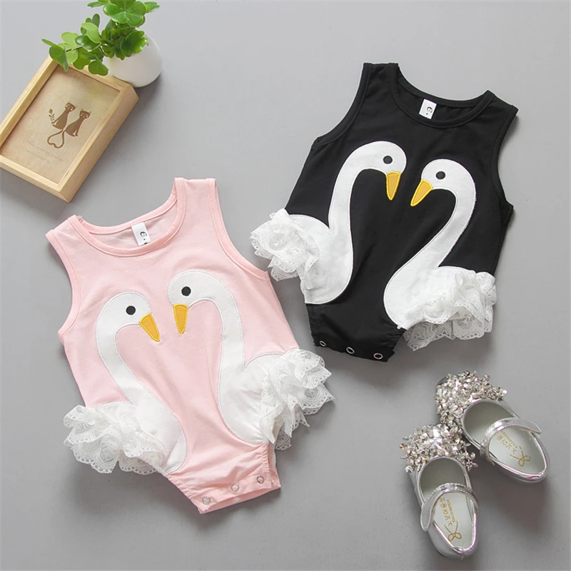 Girl swan onesie boutique guangzhou baby clothes newborn baby boy and girl  rompers