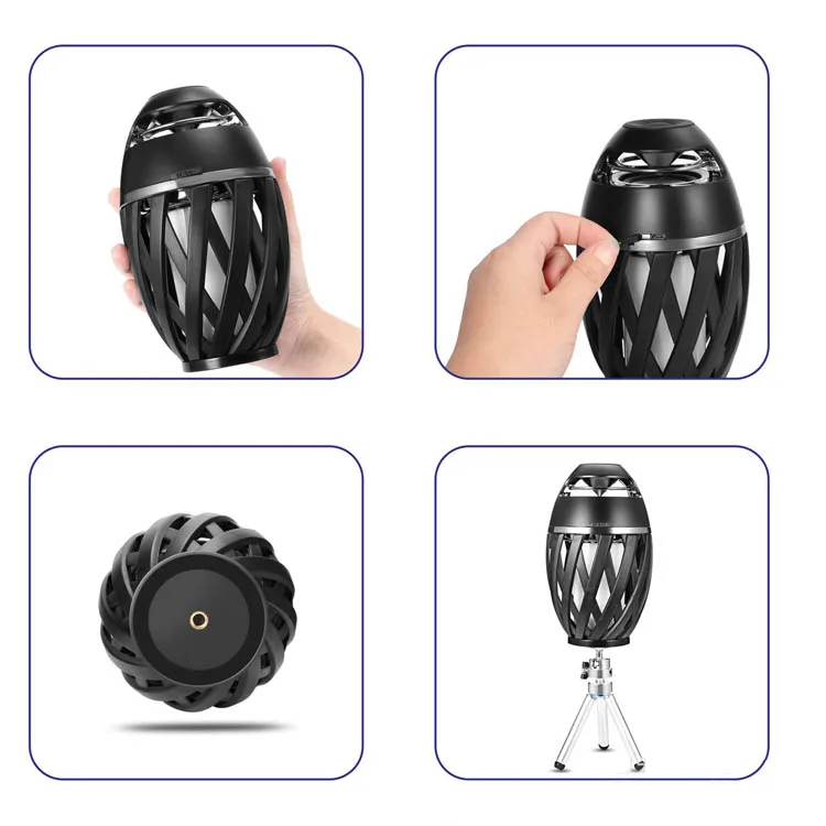 LED Flame Speaker, Wireless 5W 4 ohm Bass 8 Hours Fire Torch Night Light Music Dancing Flicker Atmosphere Table Lamp Speakers - ANKUX.COM