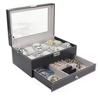 

Best Selling Jewelry Display Box 2 Layers Makeup Organizer Ring necklace Storage Box Watch bracelet Case Pendant Tray Holder