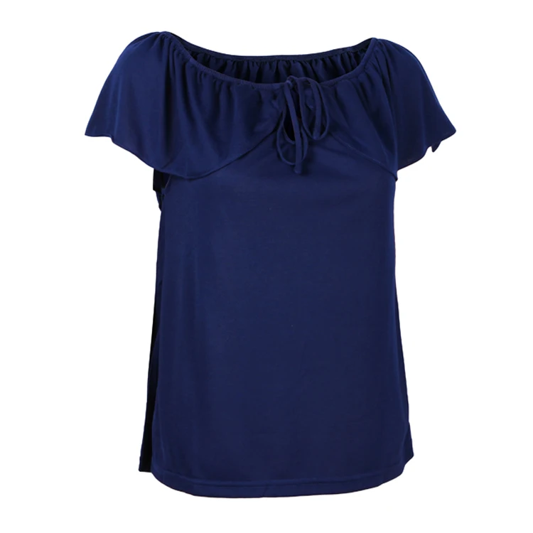Stock Ruffles Collar Women Shirt 100%cotton Beautiful Ladies Tops - Buy ...