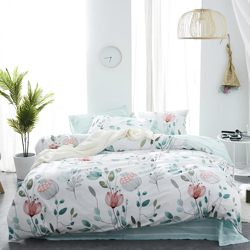 100 Cotton Soft Duvet Cover Bedding Set Hotel Bed Linen Sheets With 100 Cotton Soft Duvet Cover Bedding Set Hotel Bed Linen Sheets With Delicate Pattern Pillow High Quality For Living Room