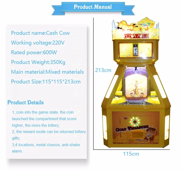 prize gold treasure tree push coin Operated lottery ticket Games