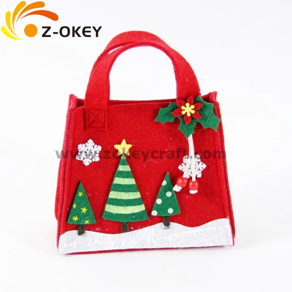 ZCC1005 Red felt decorative bag with tree and star for Christmas wholesale