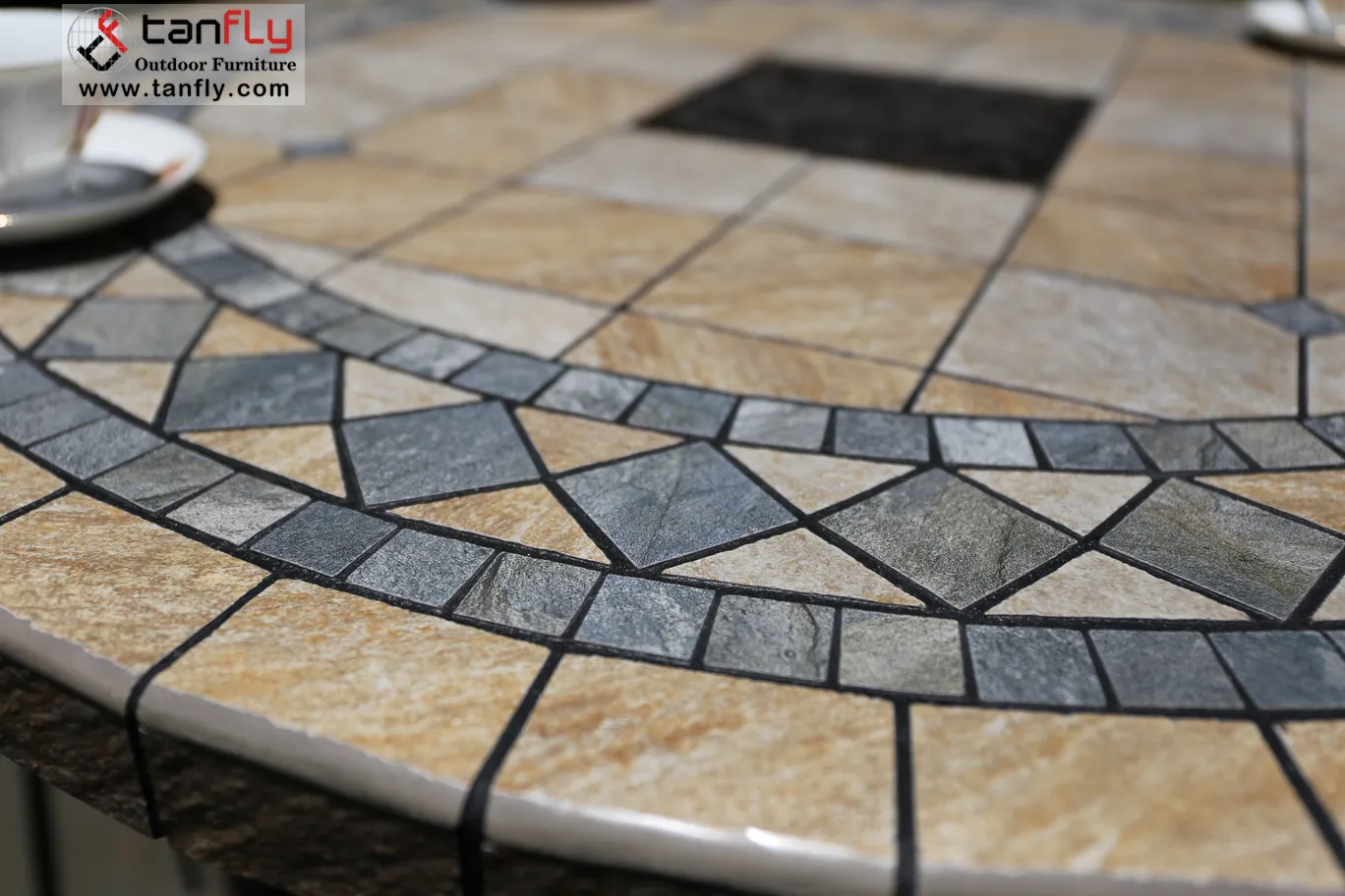 Foldable Wrought Iron Aluminium Restaurant Marble Stone Outdoor Table