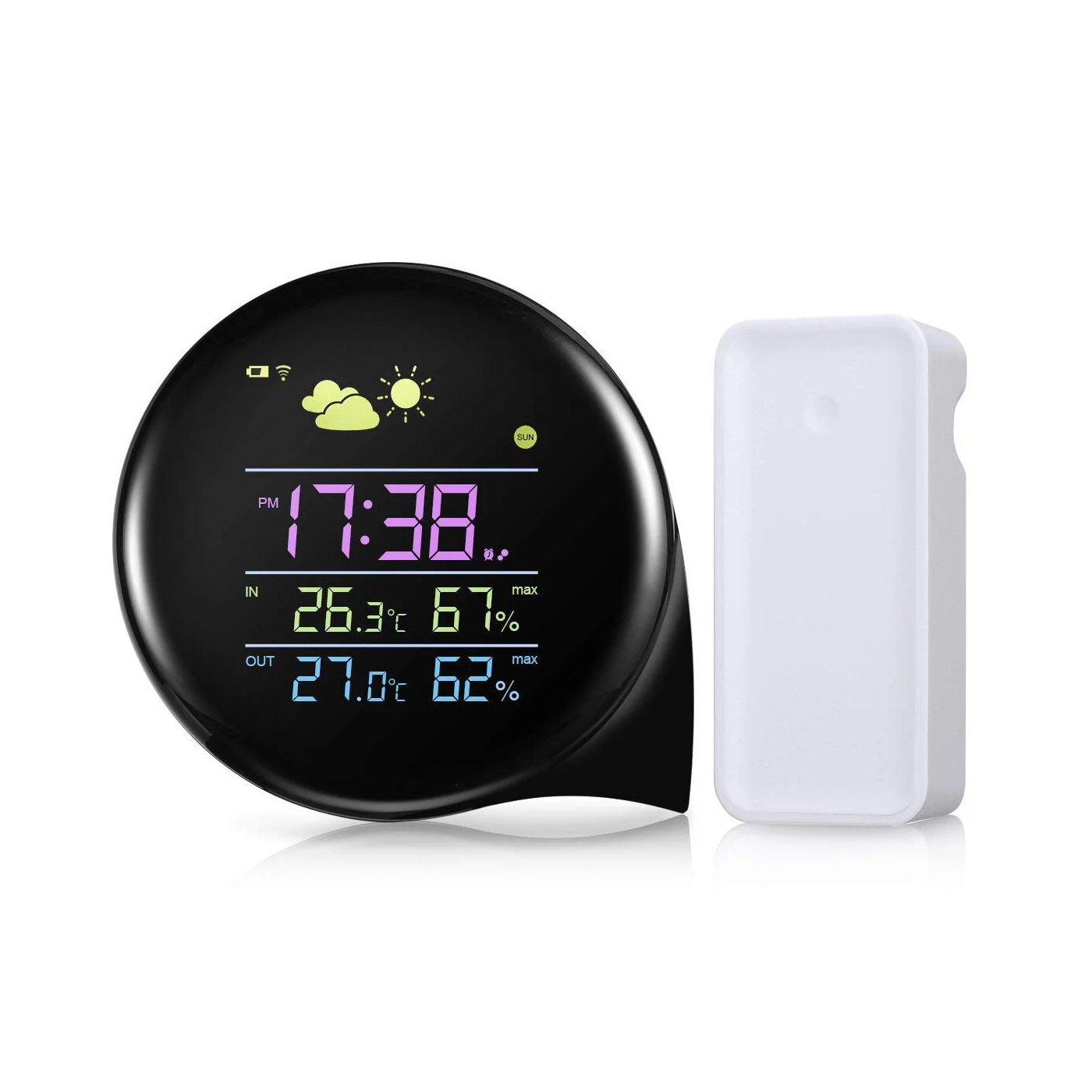 

Multifunction LCD digital travel clock weather station desktop table alarm clock/Promotional gift clock, Black