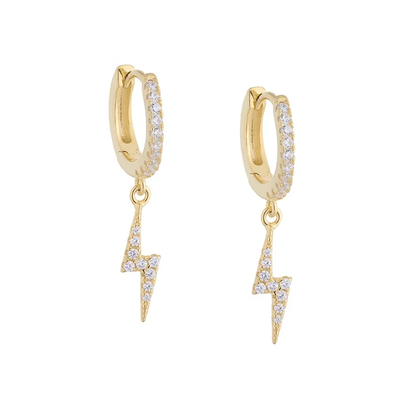 2019 bohemian jewelry lightning huggies gold hoop earrings for women