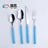 Wholesale Stainless Steel Cutlery Set Tableware With Blue Plastic Handle