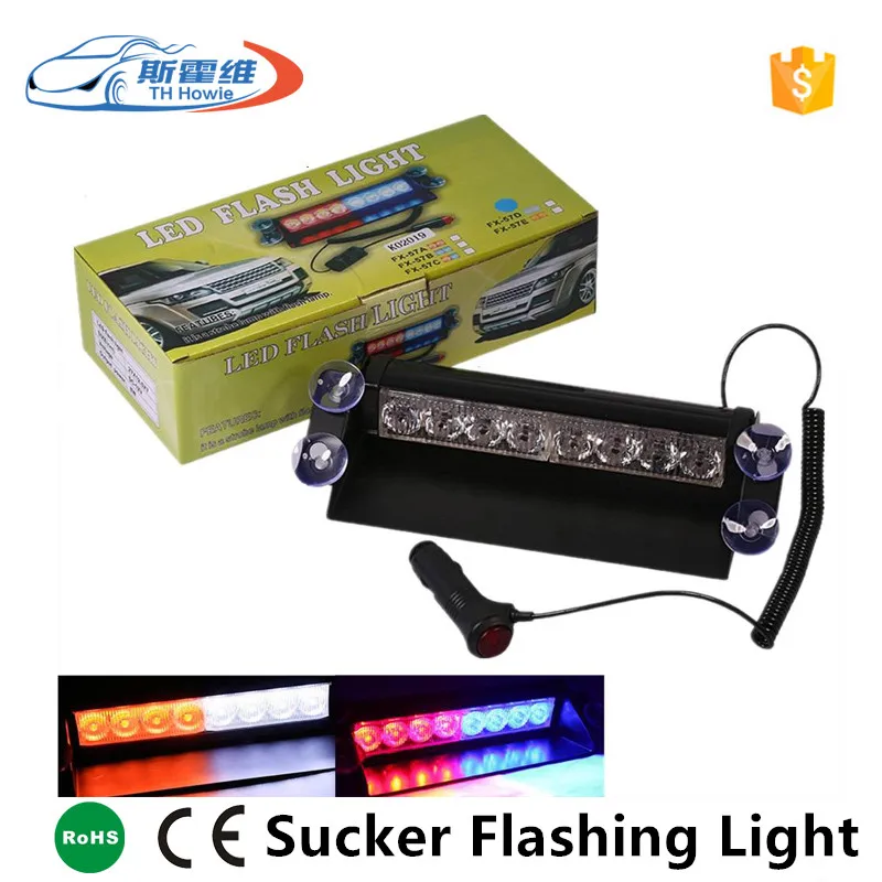 Hot Sale Car Police Strobe Warning Light 8 Led Auto Dash Emergency Beacon Flashing Lamp Sucker On Windshield DC12V