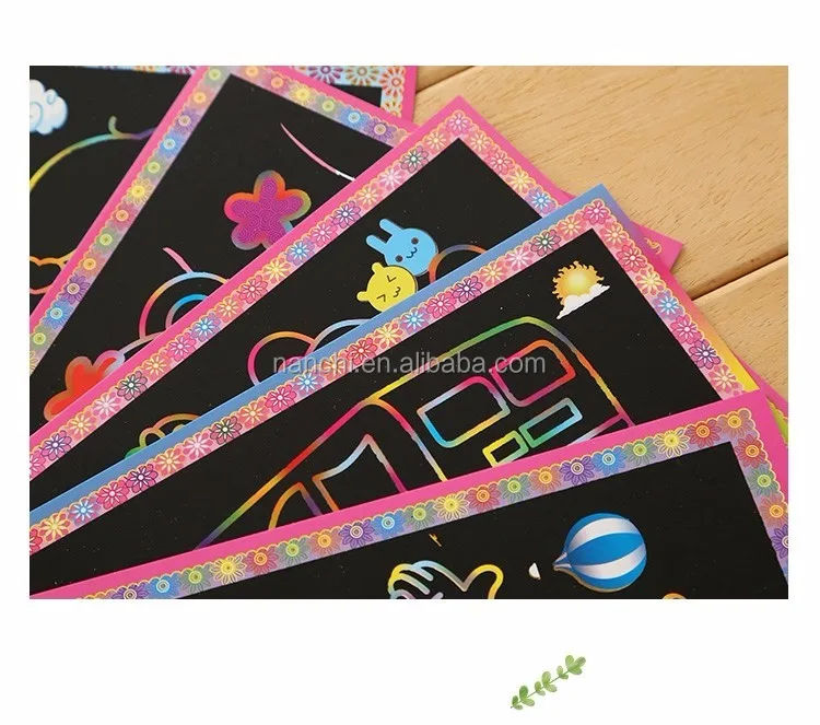 
Children Hand-made DIY Scratch Painting Drawing Paper Educational Toys Magic Scratch Painting The Bamboo Pen 