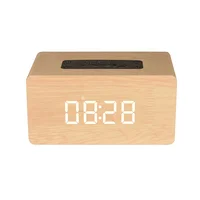

2019 Promotion mini speakers bluetooth portable Wooden Speaker LED Display Clock Wood Wireless BT Speaker
