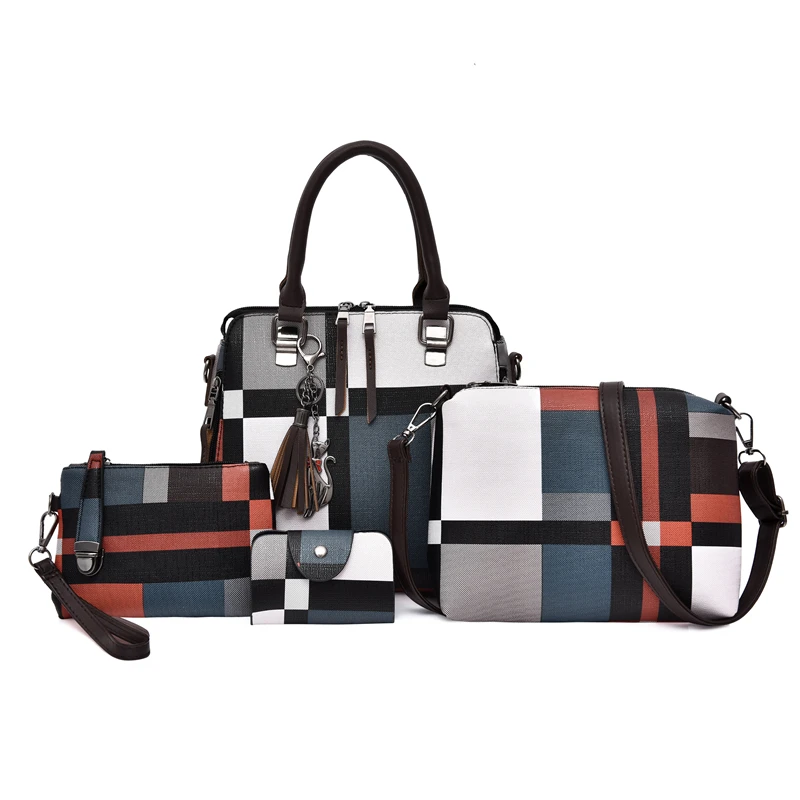 

hand bag and wallet handbags sets 4 in 1 ladies fashion purse bags clutch handbags for women, As pictures