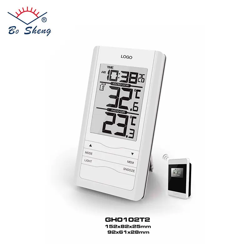 Indoor outdoor thermometer clock 433mhz wireless digital electronic thermometer withsensor with LED backlight