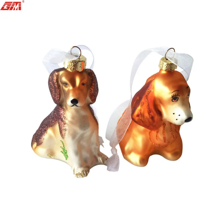 blown glass dog christmas ornaments