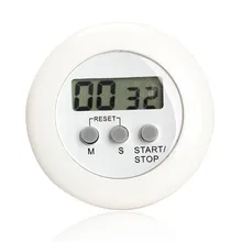 Round Magnetic LCD Digital Kitchen Countdown Timer Alarm with Stand White PTCT