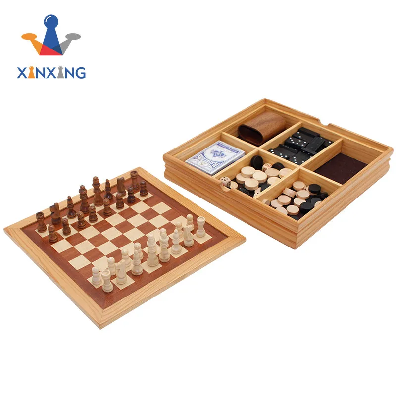 

inlaid wooden chess box ,6 in 1 chess game set, Customized