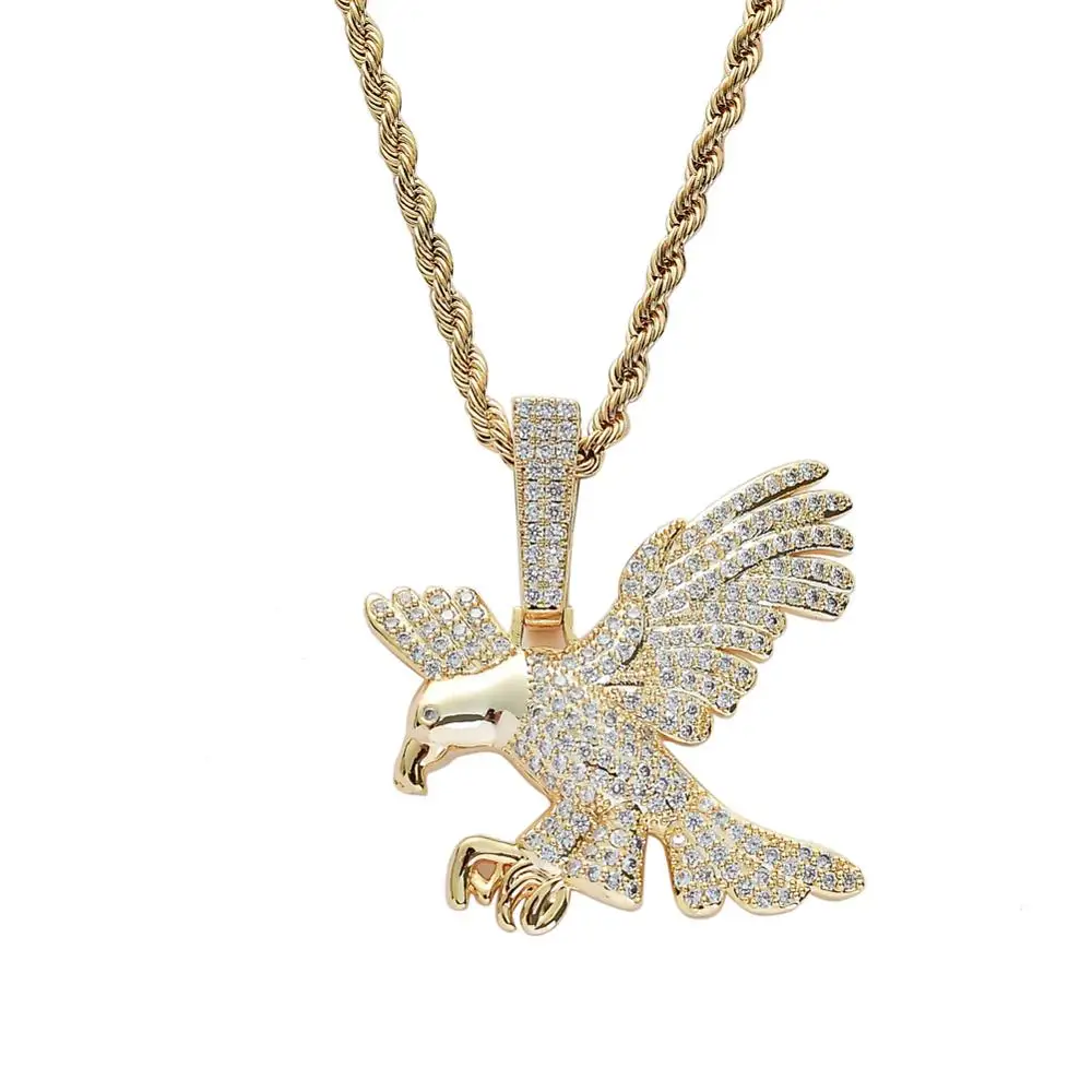 CN089  ICED OUT CZ  Pendant Brass Micro Pave With Zircon Stones Necklace Gold Color Jewelry HIP HOP
