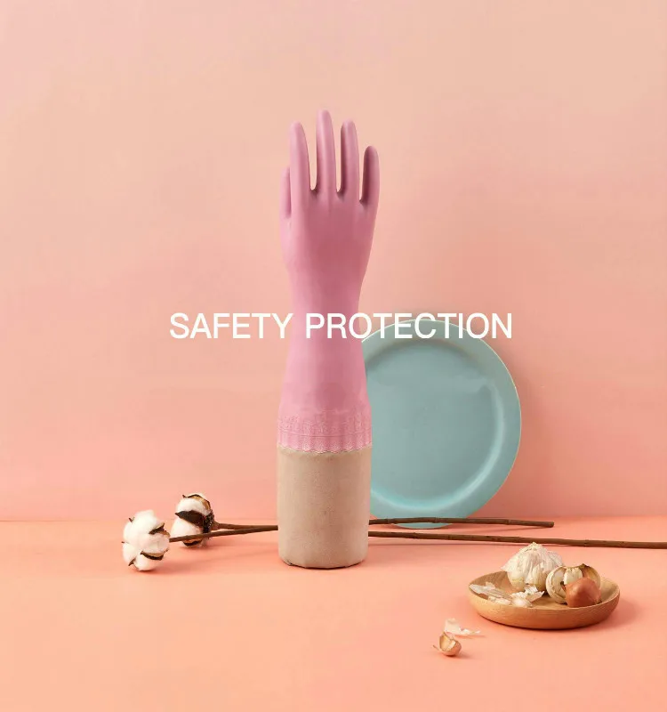 Reusable Comfort Anti Slip Laundry Oilproof Water Resistant Rubber Latex Kitchen Cleaning Household Gloves