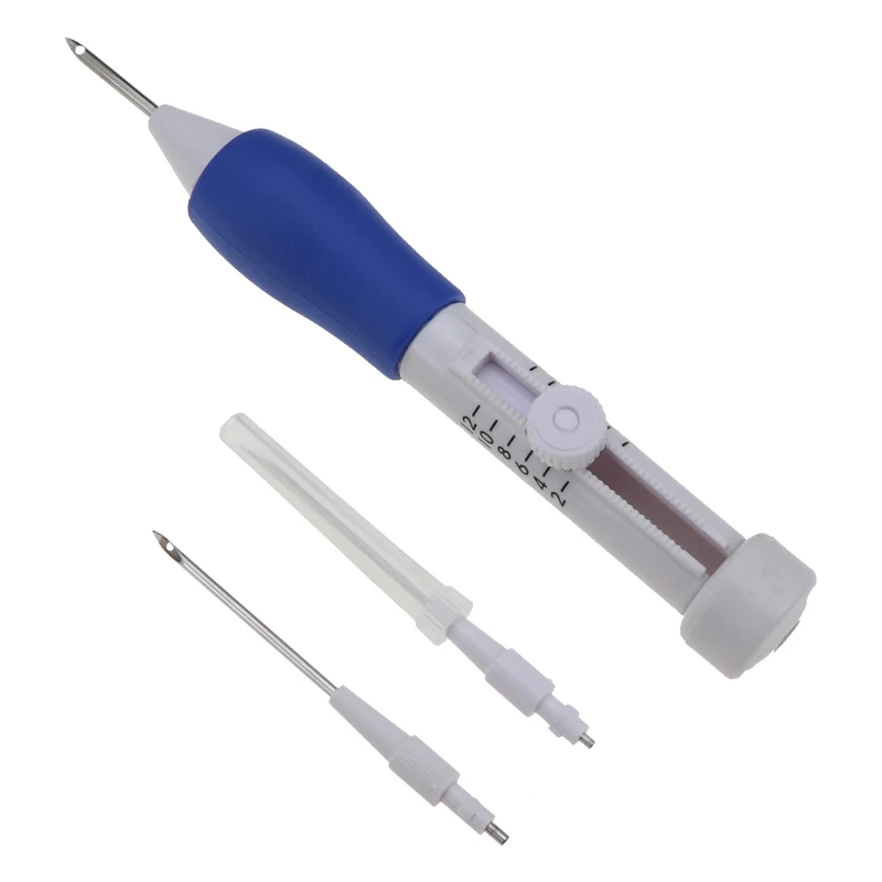 

Practical ABS Plastic DIY Crafts Magic Embroidery Pen Set 3 Interchangeable Punch Needle Sewing Accessories, Blue+white