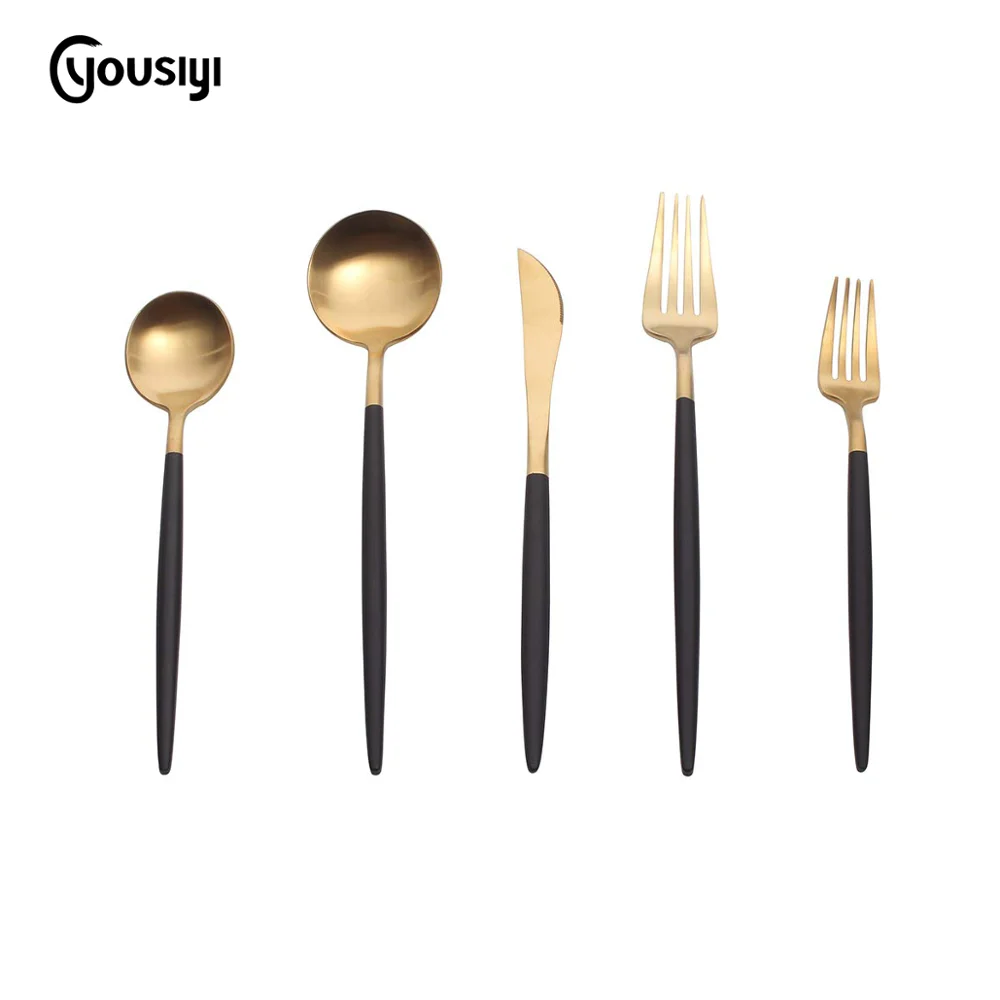 

18/10 Stainless Steel Gold Plated Cutlery set,Gold matte Flatware set for Wedding Restaurant, Black;gold;rose gold;silver;pink;blue