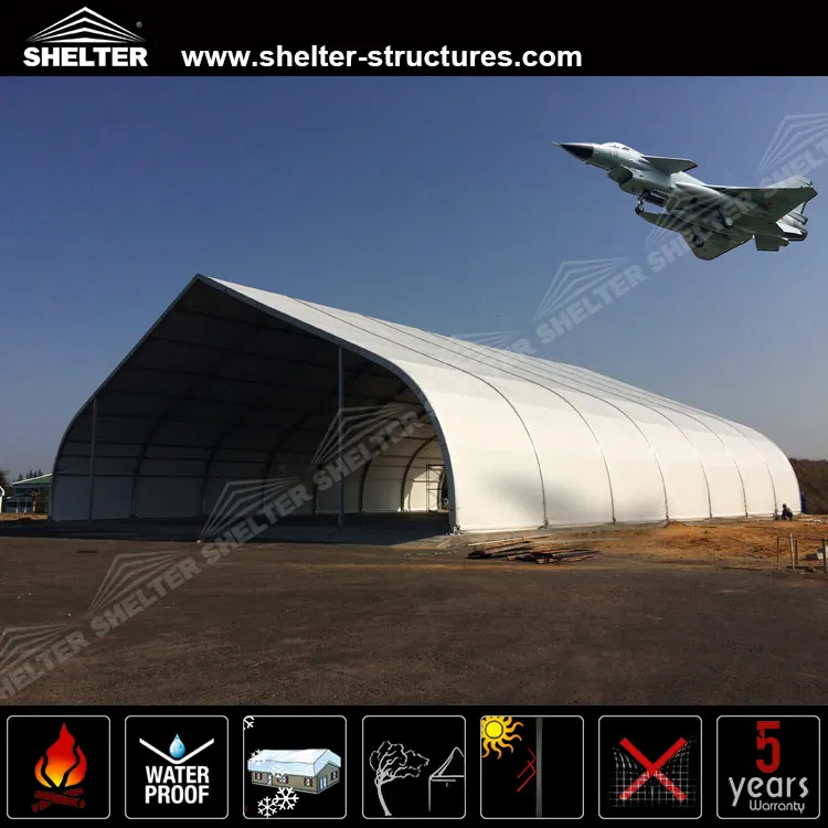 Military Modular Prefab Metal Clamshell Buildings Aircraft Hangars