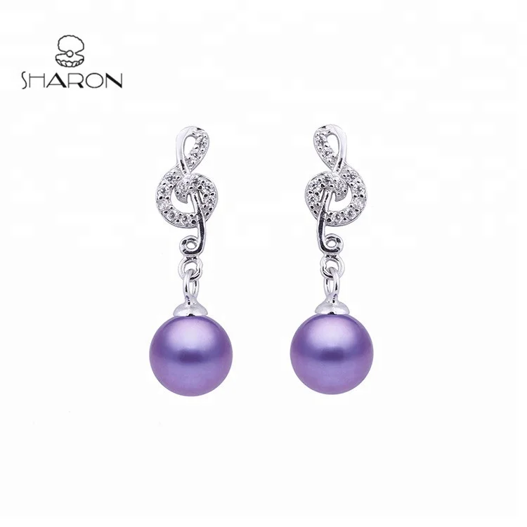 

China Hot Music Note 925 Sterling Silver Jewelry Freshwater Cultured Dangle Pearl Drop Earrings