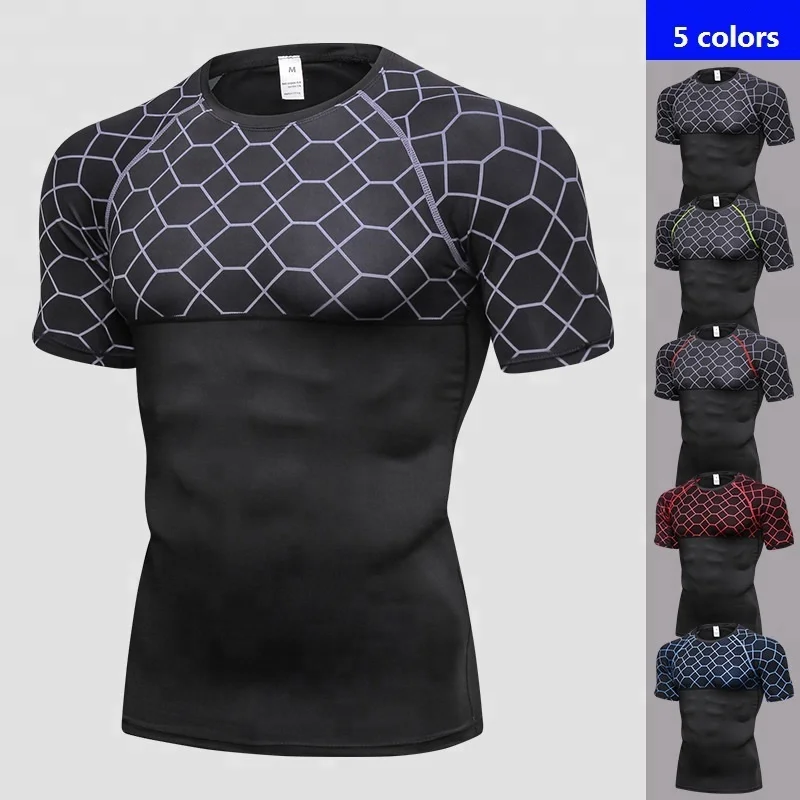 

Comfortable Wearing Quick Cool Dry Men Compression Muscle T-Shirt for Sport Workout GYM Cycling Running Jogging Tops Shirts, Multi-colors
