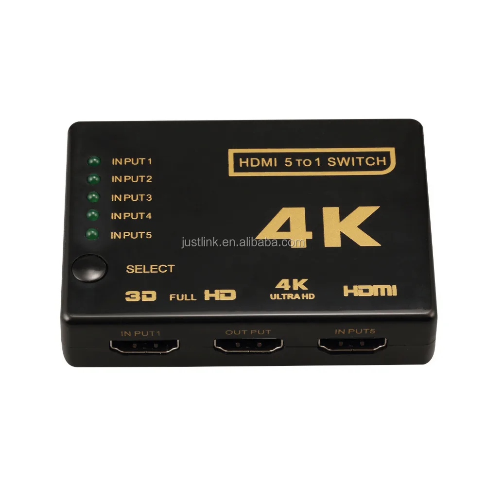 

Wholesale 4K HDMI Switch 5x1 Ultra HD 4Kx2K 1080P 3D 5 input 1 output Switcher with remote control