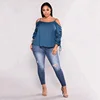 PLS-002 hot sale high waisted elastic blue denim trouser damaged pattern skinny women Jeans