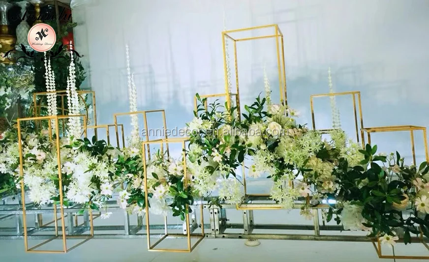 Wedding and Banquet Flower Stand, Hotsale Metal Rectangular Table Decoration Centerpiece