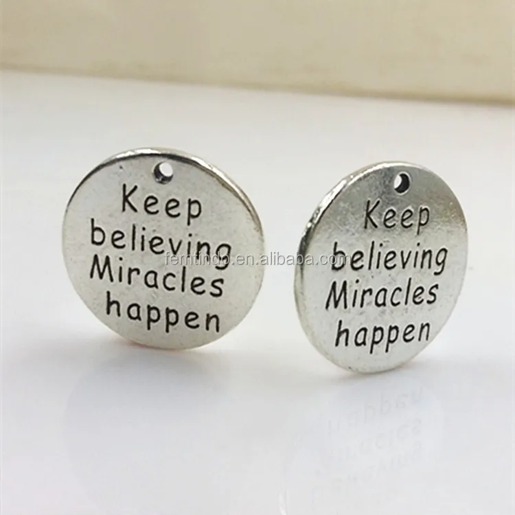 Custom Logo Letter Words Stamped Charms Necklace Jewelry Inspired Word