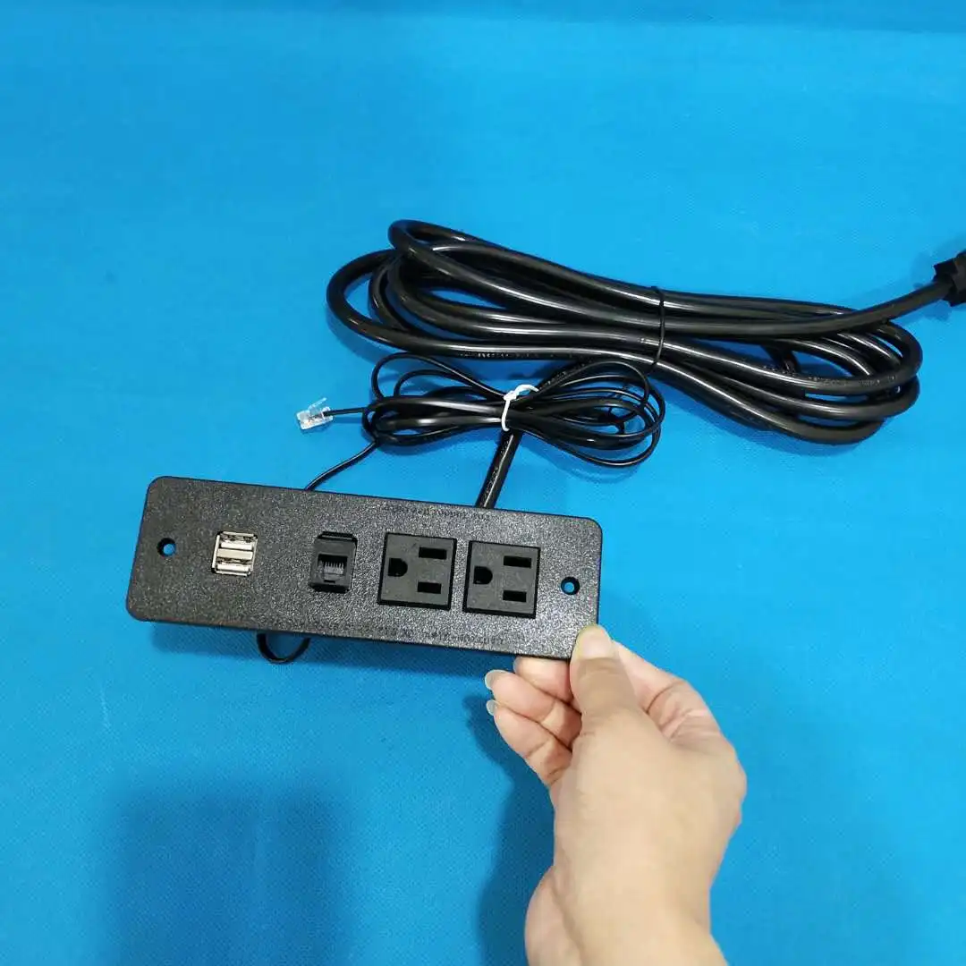Rectangular Built In Desk Us Plug Power Electric Socket With Rj11 Port