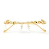 Latest Luxury Oriental Style 18K Gold Rimless eye glasses optical frame Inlaid with Pearls and Rubies For Unisex