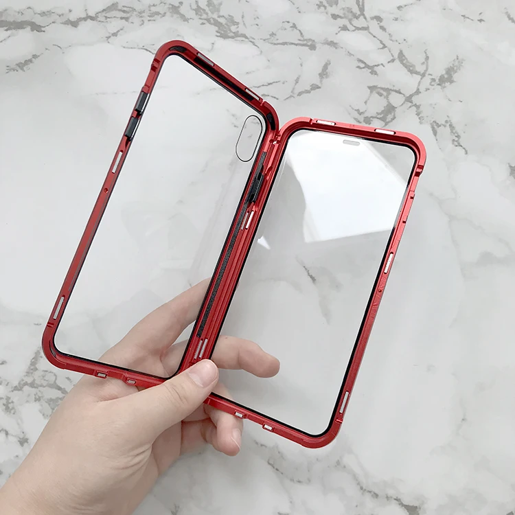 360 Degree Full Protect Metal Magnetic Case For iPhone Xr Cases Luxury Double Sides Glass Magnet Cover