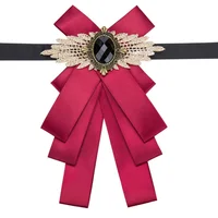 

Free Shipping Handmade Rhinestone Women And Men Solid Red Ribbon Bow Brooches