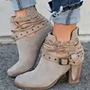 Wholesale Women Round Toe Vintage Suede Buckle Boots