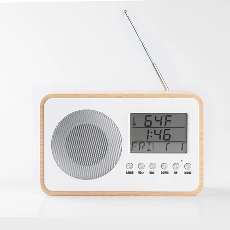 

Wood Case Hotel Home use Digital Alarm Radio Clock FM Radio with Alarm Setting