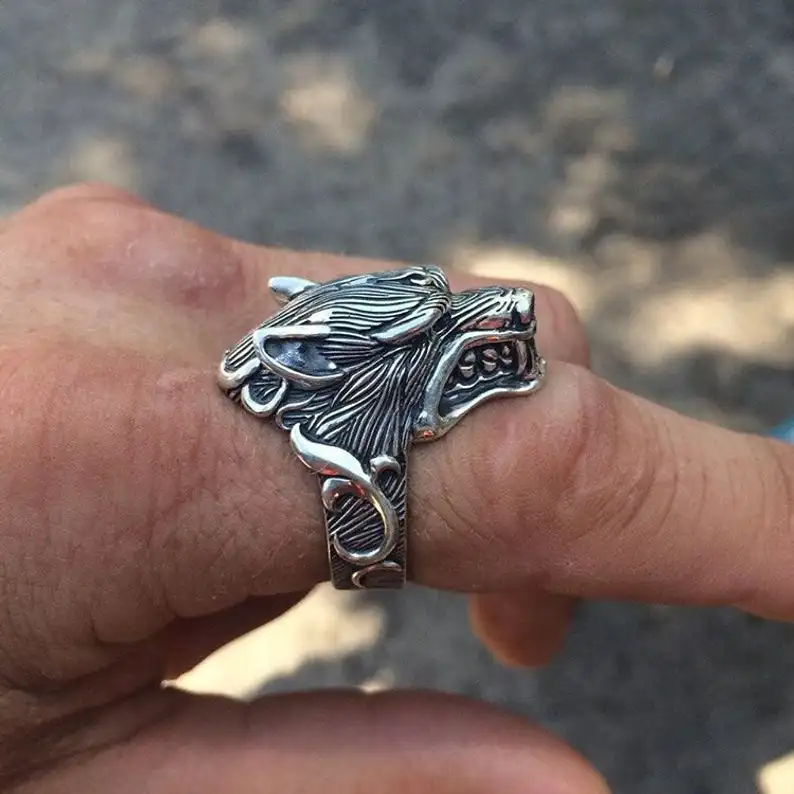 

Punk 925 Sterling Silver Wolf Ring Jewelry