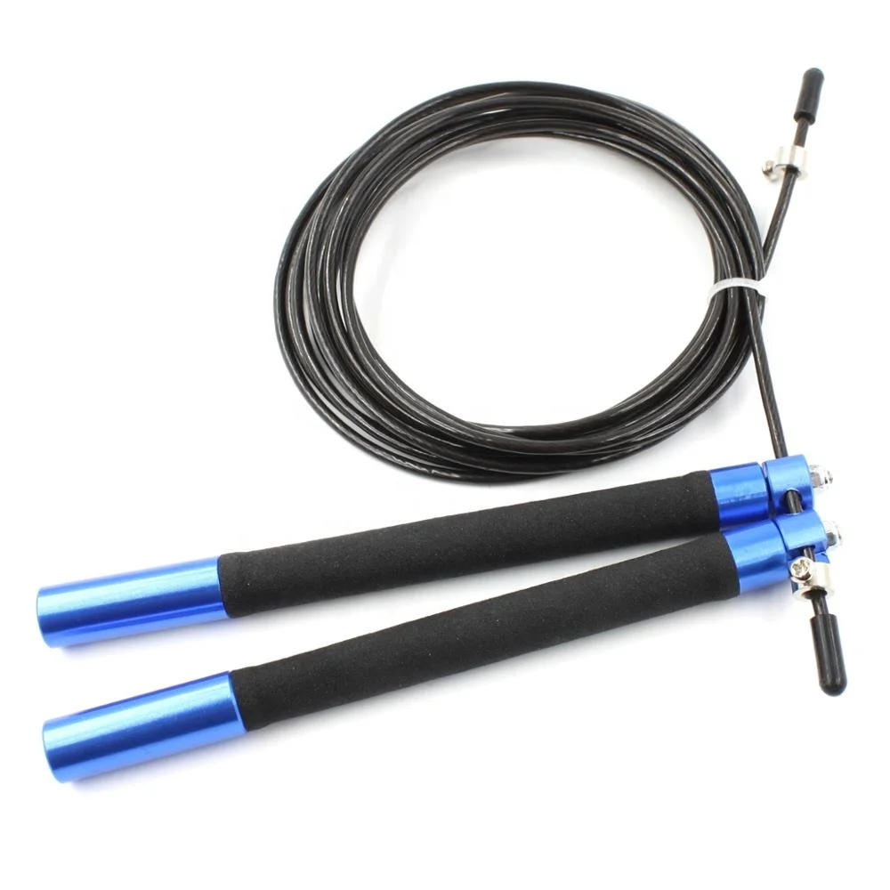 

High Speed Unique Comfortable Aluminium Handles Calories Burned PVC Jumping Rope With Logo, Blue;red