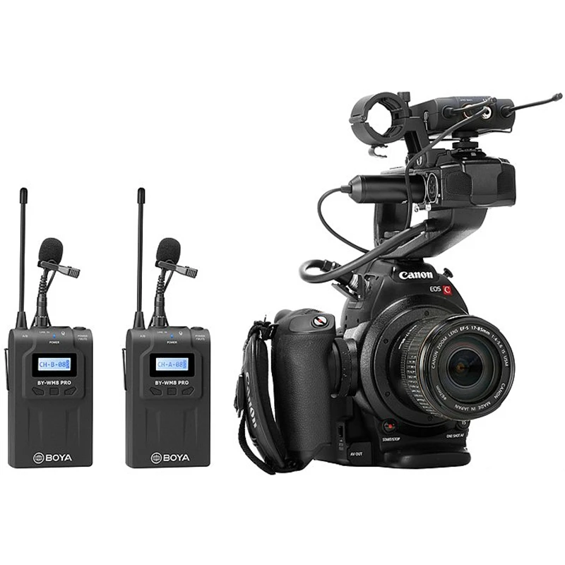 BY-WM8 Pro-K2 Professional UHF Dual-Channel Lavalier Wireless Microphone System With LCD Screen