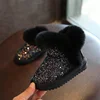 European cold winter fashion sequin sheep skin hairy snow boots