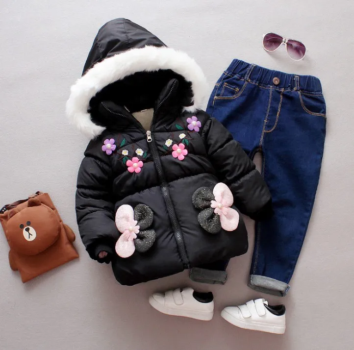 

Baby Girls Coat Jacket Children Outerwear winter Hooded coats Winter Kids Coat thick cotton jacket children's coat
