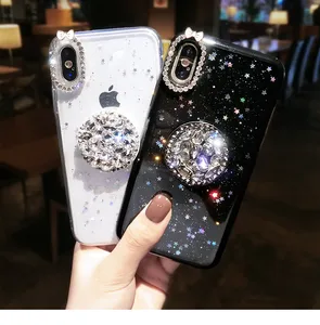 Fashion Shiny Glitter Diamond Bling Epoxy Phone Case Cover For iPhone X Mobile Phone Shell