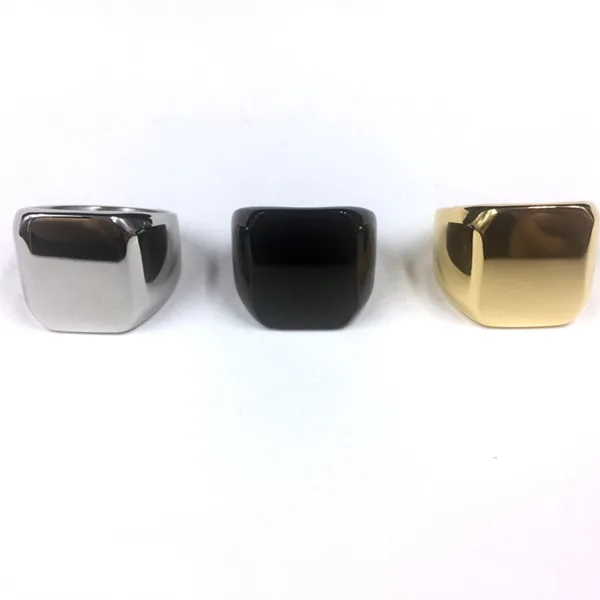 

JMY Simple Stainless Steel Blank Surface Fine Polishing Square Ring for Men, Silver;gold;black