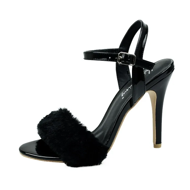 ladies black ankle strap sandals