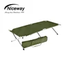 Lightweight camping single bed with carry bag 600D polyester army folding bed foldable green cot for outdoor activity