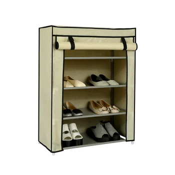 4 Layers Closed Shoe Rack With Non Woven Fabric Covers 4 Tier Shoe