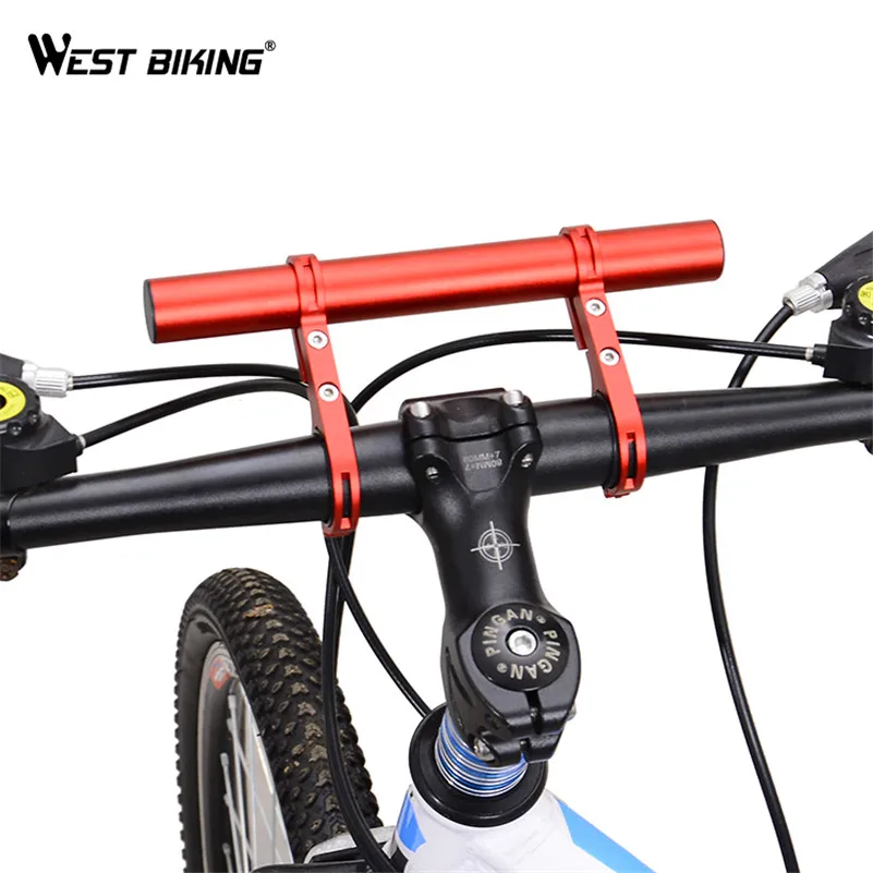 
WEST BIKING Light Phone Holder Handle Bicycle Accessories Bike Frame Double Extension Multifunction Bicycle Handlebar Extender 