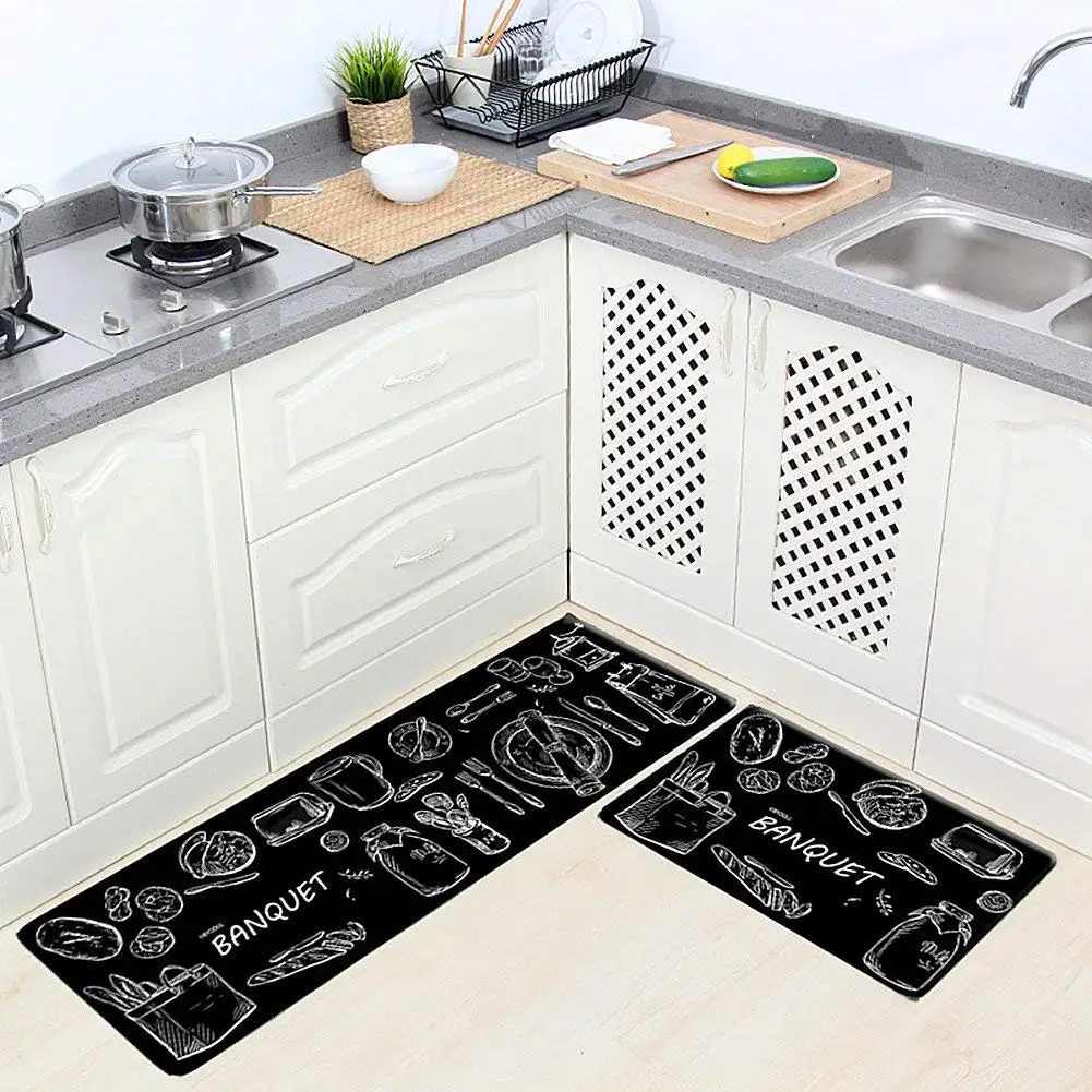 Buy Ukeler Kitchen Rug Set, 2 Piece Creative Non-Slip Kitchen Mat ...