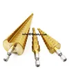 3Pcs Steel Titanium Step Drill Bits 3-12/4-12/4-20mm Step Cone Cutting Tools Steel Woodworking Wood Metal Drilling Set