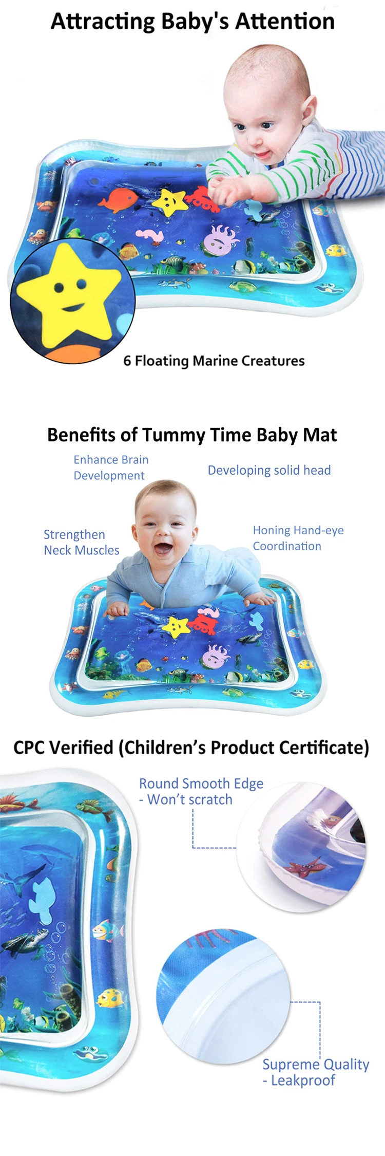 Inflatable Tummy Time Premium Water Mat Infants Toddlers The Perfect